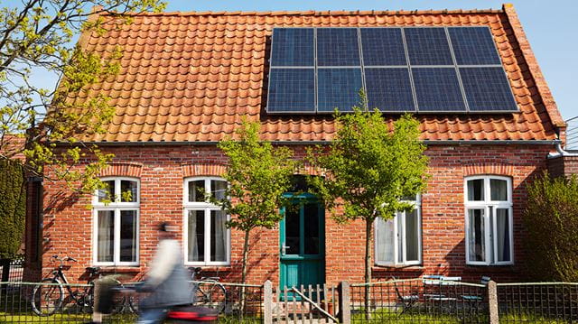 Solar panels on the roof of a house